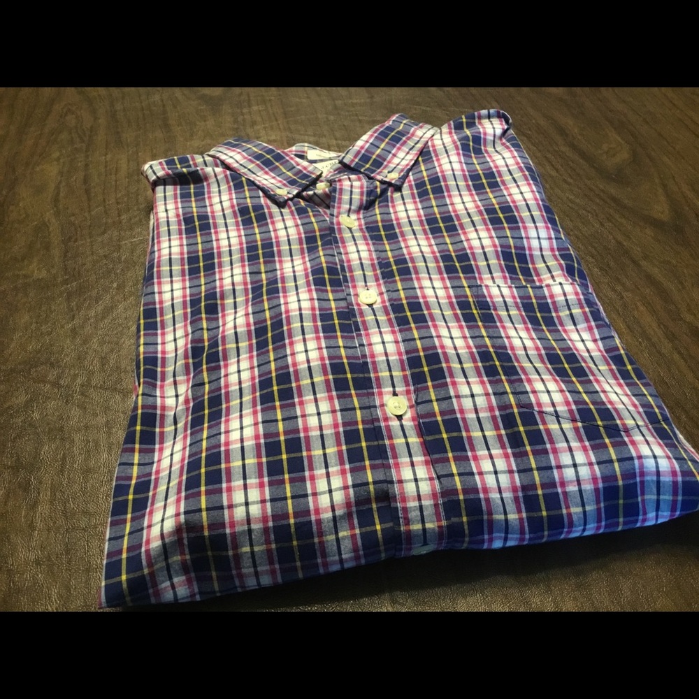 J. Crew Men’s XL Washed Casual Shirt Plaid Red Blue Oxford Cotton Tailored Fit - Picture 6 of 6